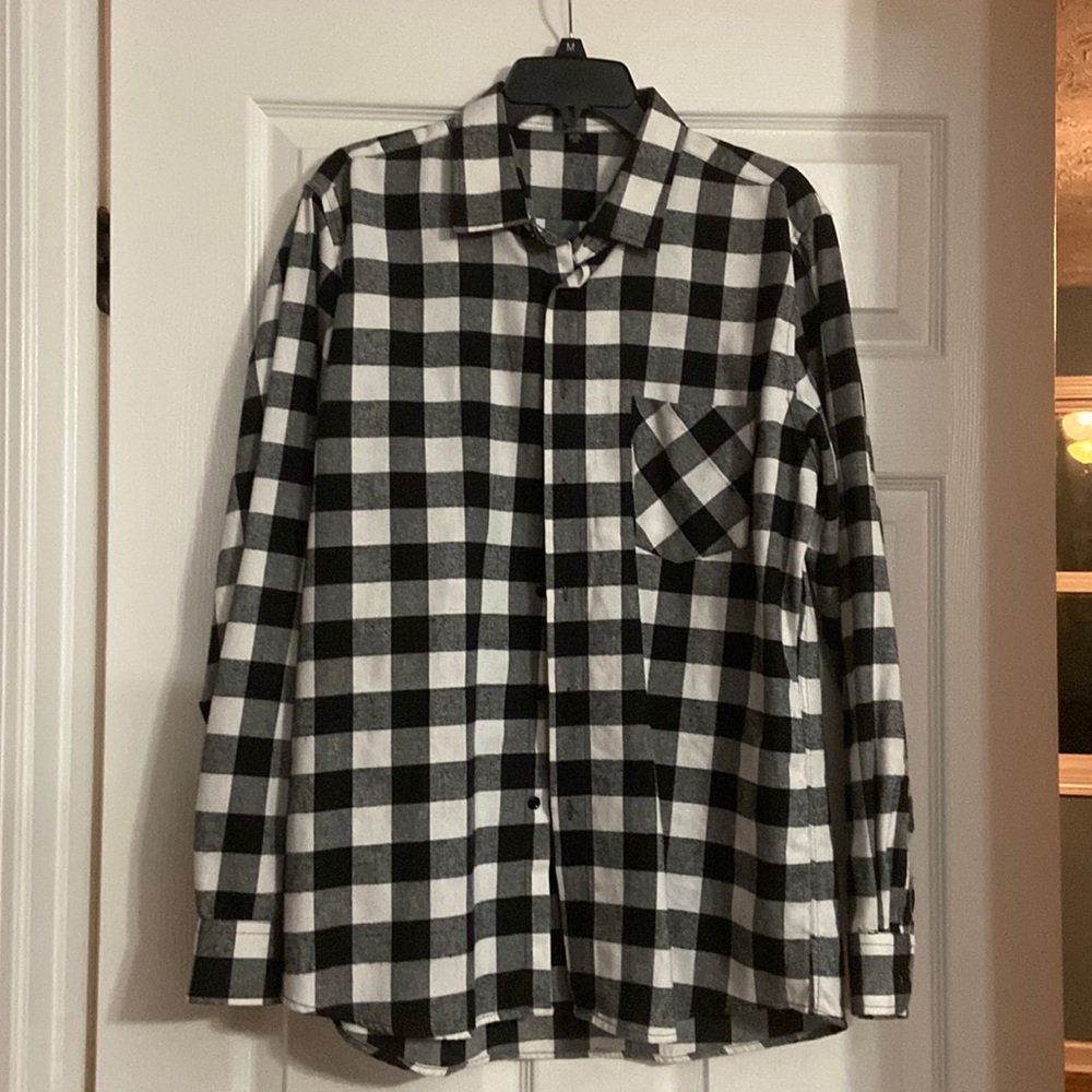 Black and white flannel shirt